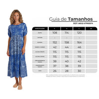 Vestido Midi Com Mangas Curtas Azul Patchwork Yacamim E24