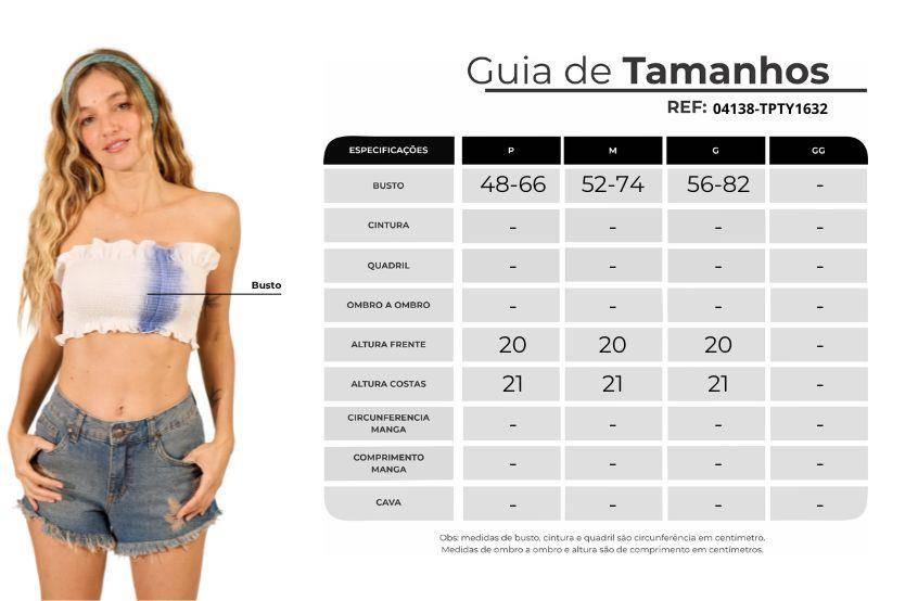 Top De Lastex Com Babadinhos Branca Tie Dye Yacamim F11