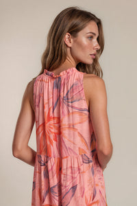 Vestido Longo Regata Rosa Estampado Patchwork Yacamim C5