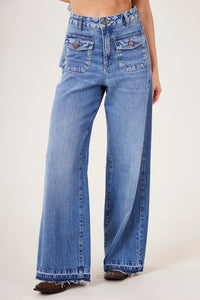 Calça Pantalona Azul Jeans Yacamim H1