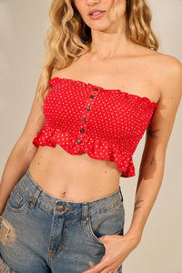 Top Cropped De Lastex Vermelho De Poá Yacamim I10