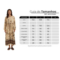 Vestido Midi Amplo Bege Estampado Coleção Peru Yacamim K1