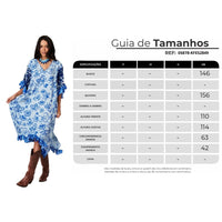 Kaftan Amplo Com Decote Em V Azul Estampado Yacamim J4