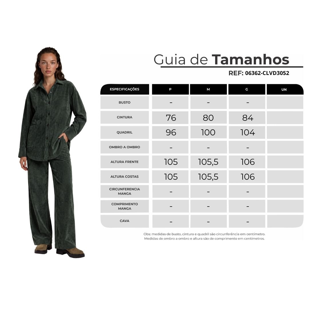 Calça De Veludo Cotelê Com Bolsos Verde Escuro Yacamim A6