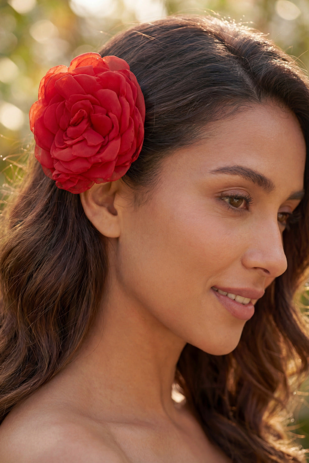 Presilha De Cabelo Flor De Tule Vermelha Yacamim #857