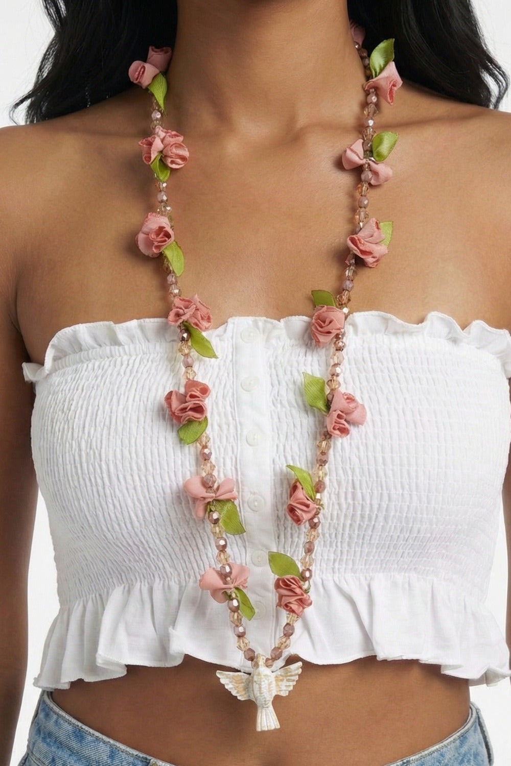 Colar Espírito Santo Flores Rosé Yacamim #641