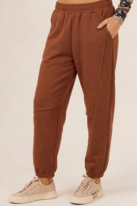 Calça De Moletom Com Punhos Marrom Yacamim A2