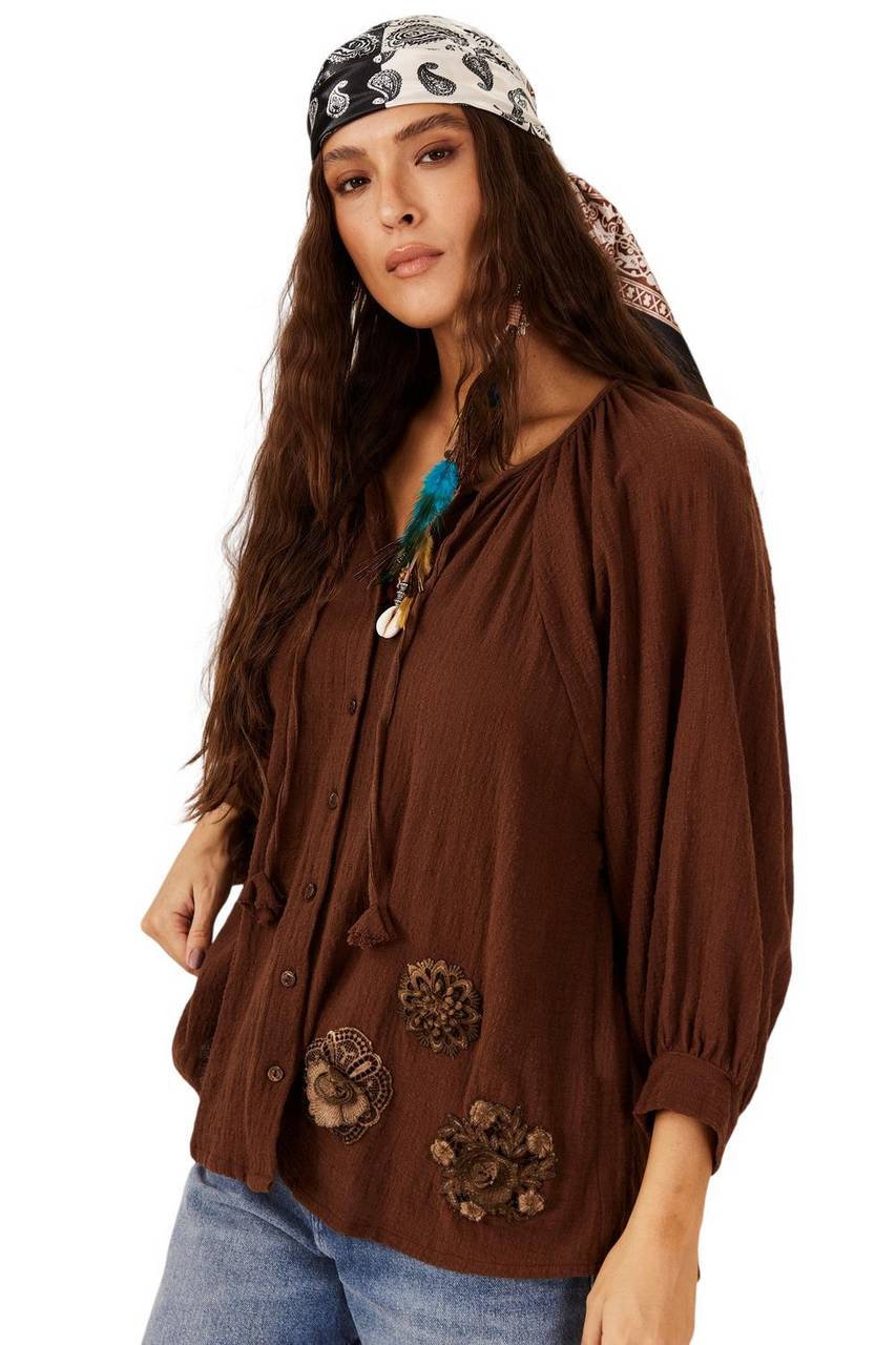 Camisa Gaze Marrakesh Marrom Yacamim S8