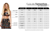 Top Cropped De Tule Com Alças Preto Estampado Yacamim A23 Paris