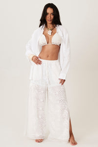 Calça Broderie Com Rendas Branco Yacamim H1