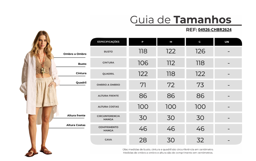 Chemise Ampla Linho Com Mangas Longas Branco Yacamim P5