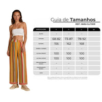 Calça Pantalona Com Bolsos Verde E Laranja Listrada Yacamim I10