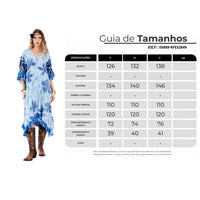 Kaftan Midi Decote Em V Azul Claro Patchwork Yacamim J10