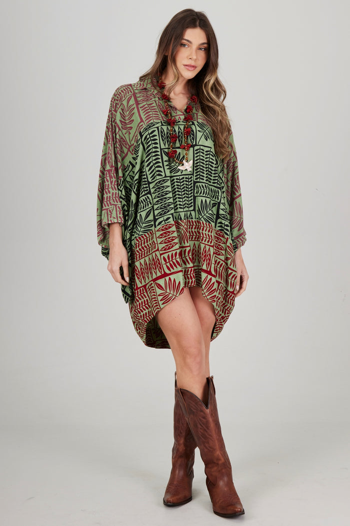 Bata Ampla Verde Patchwork Yacamim B5