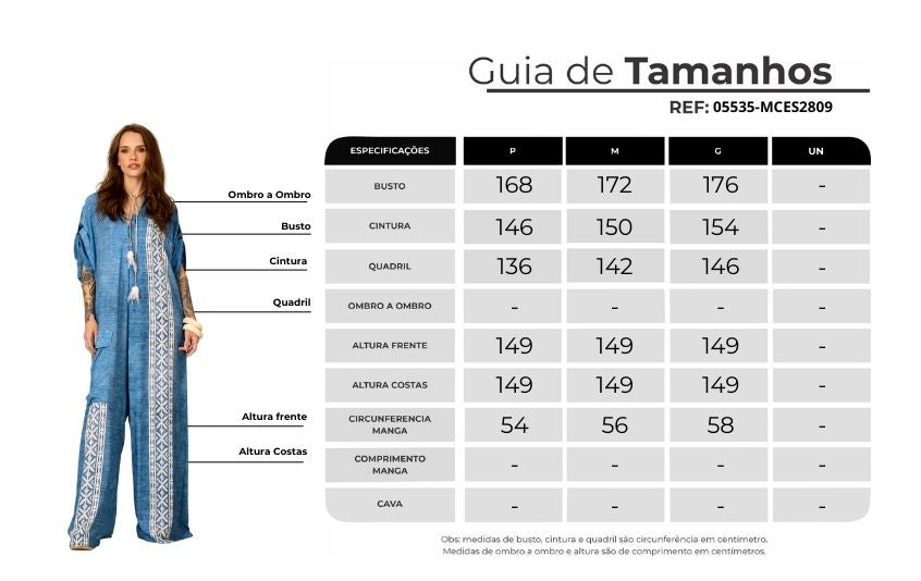 Macacão Longo Pantalona Azul Estampado Yacamim O2