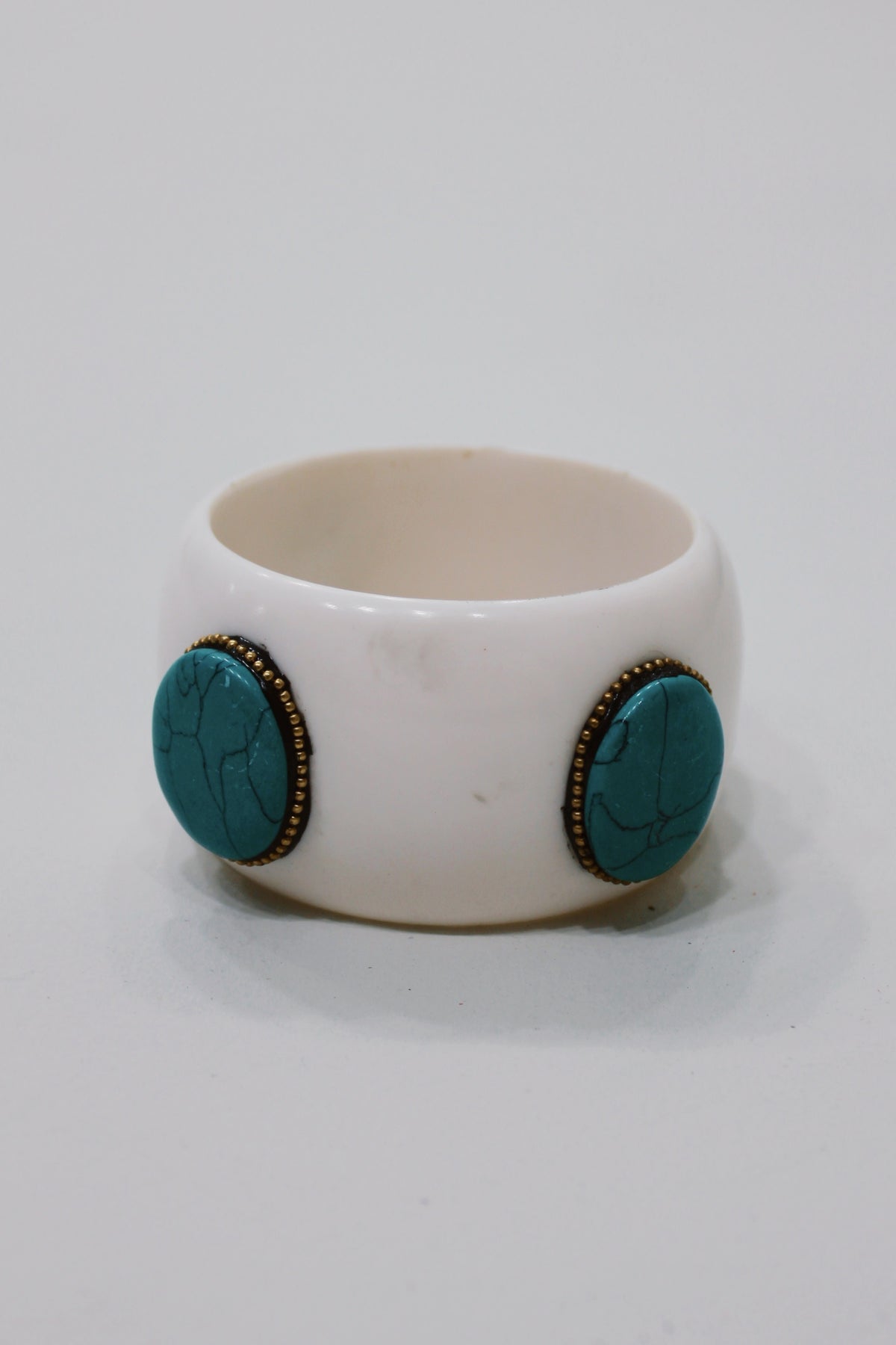 Pulseira Bracelete Largo De Cerâmica Com Pedras Yacamim #756