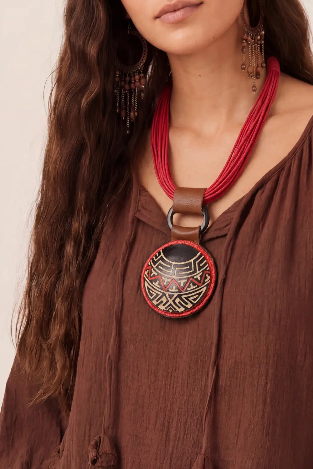 Colar Artesanal Marajoara Vermelho Yacamim #1094