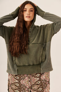 Blusa De Moletom Com Capuz Bolso Canguru Verde Yacamim T3