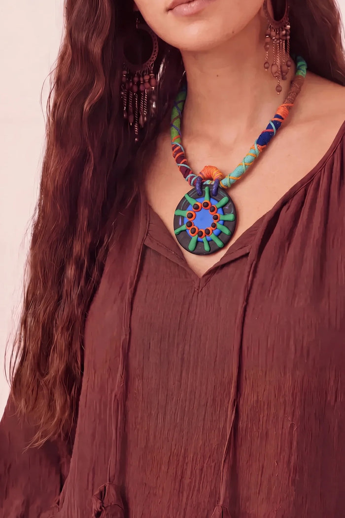 Colar Artesanal De Cordas Coloridas Yacamim #1208