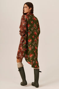 Chemise Ampla Bordô E Verde Patchwork Yacamim M7