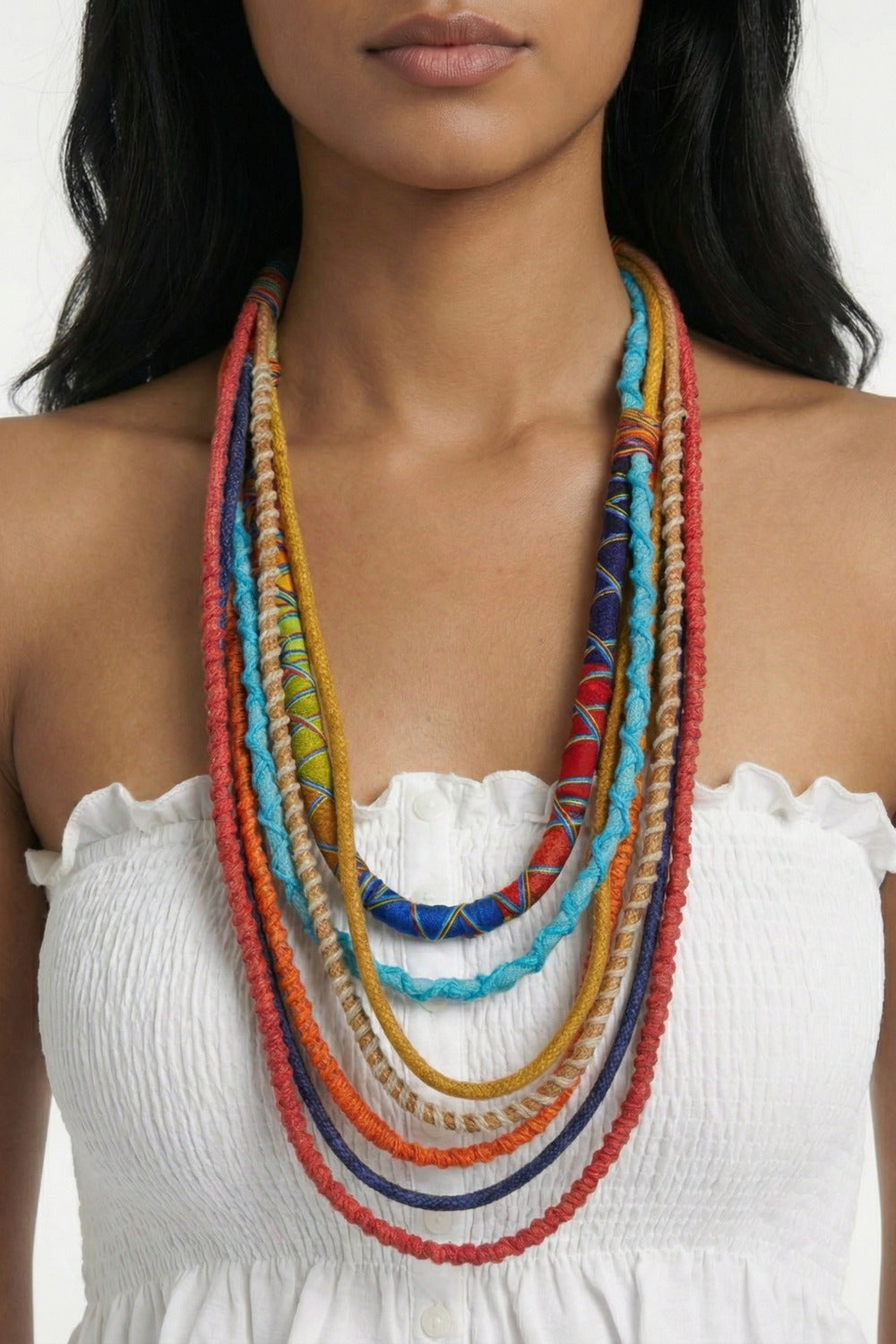 Colar Artesanal De Cordas Coloridas Yacamim #793
