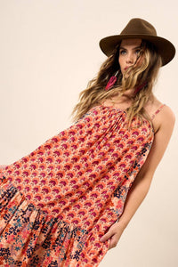 Vestido Curto De Alças Reguláveis Salmão Patchwork Yacamim E2