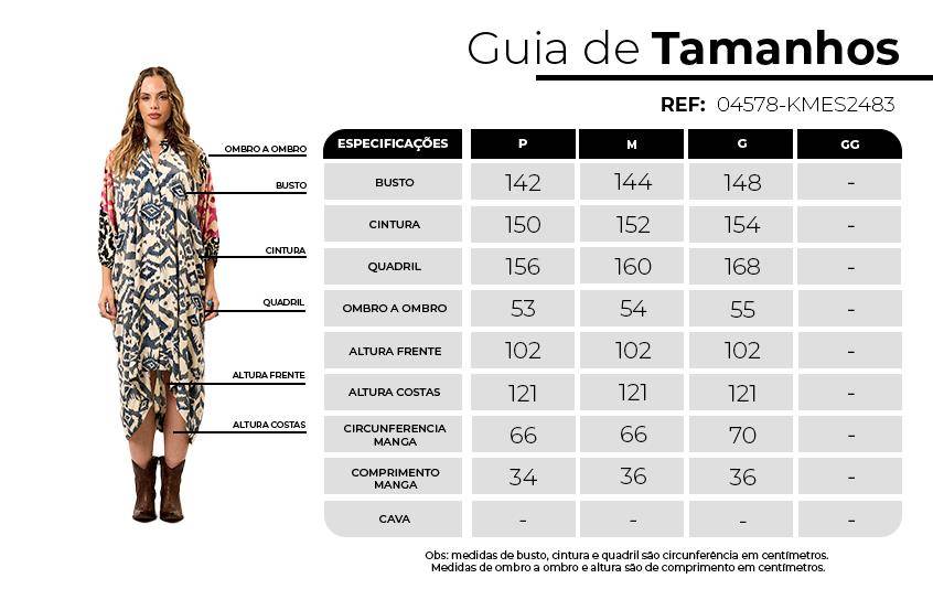 Chemise Amplo Mangas 3/4 Off White Estampado Patchwork Yacamim