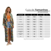 Kimono Longo Com Mangas Longas Verde Estampado Patchwork Yacamim J8