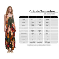 Vestido Longo De Alças Reguláveis Verde Estampa De Araras Yacamim E14