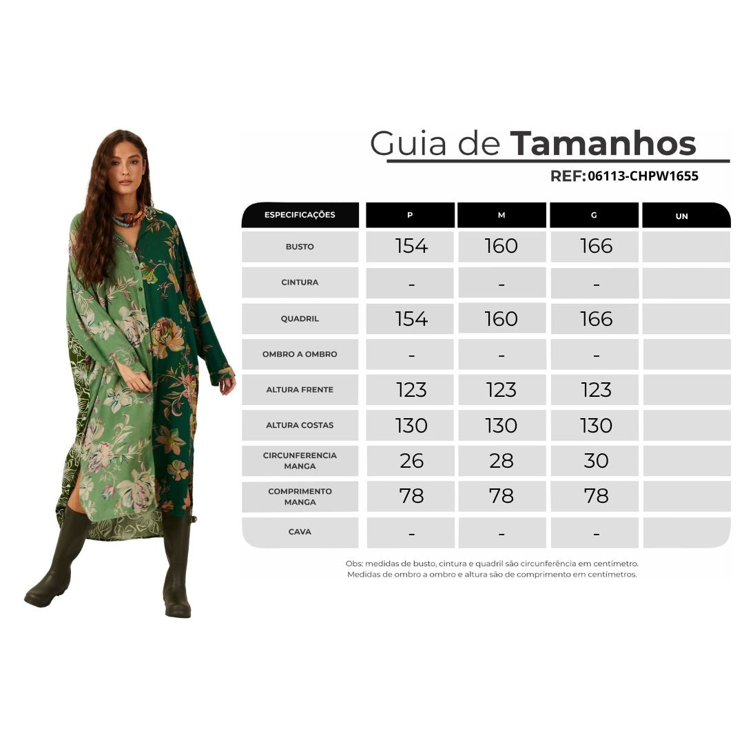 Chemise Midi Verde Patchwork Yacamim N5