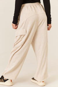 Calça Cargo De Viscolinho Com Bolsos Bege Nature Yacamim R9