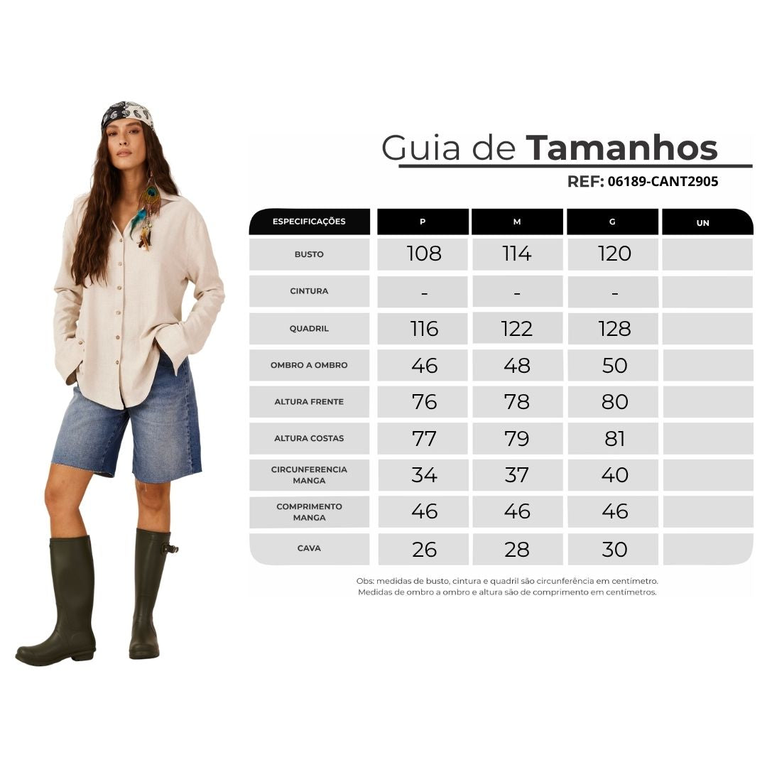 Camisa Viscolinho Bege Yacamim A1