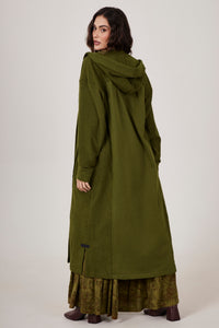 Casaco Midi Com Capuz Verde Escuro Yacamim L1/2 Liso