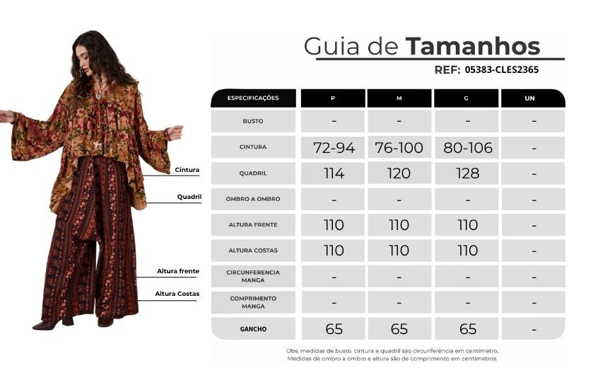 Calça Saruel Pantalona Marrom Estampado Yacamim I2