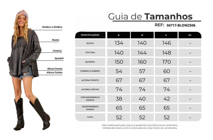 Blusa Ampla Com Mangas Longas De Moletom Grafite Yacamim A31