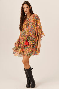 Vestido De Tule Estampa Paisley Yacamim C6