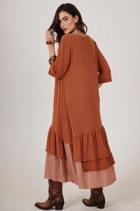 Vestido Midi Caramelo Escuro Yacamim C22