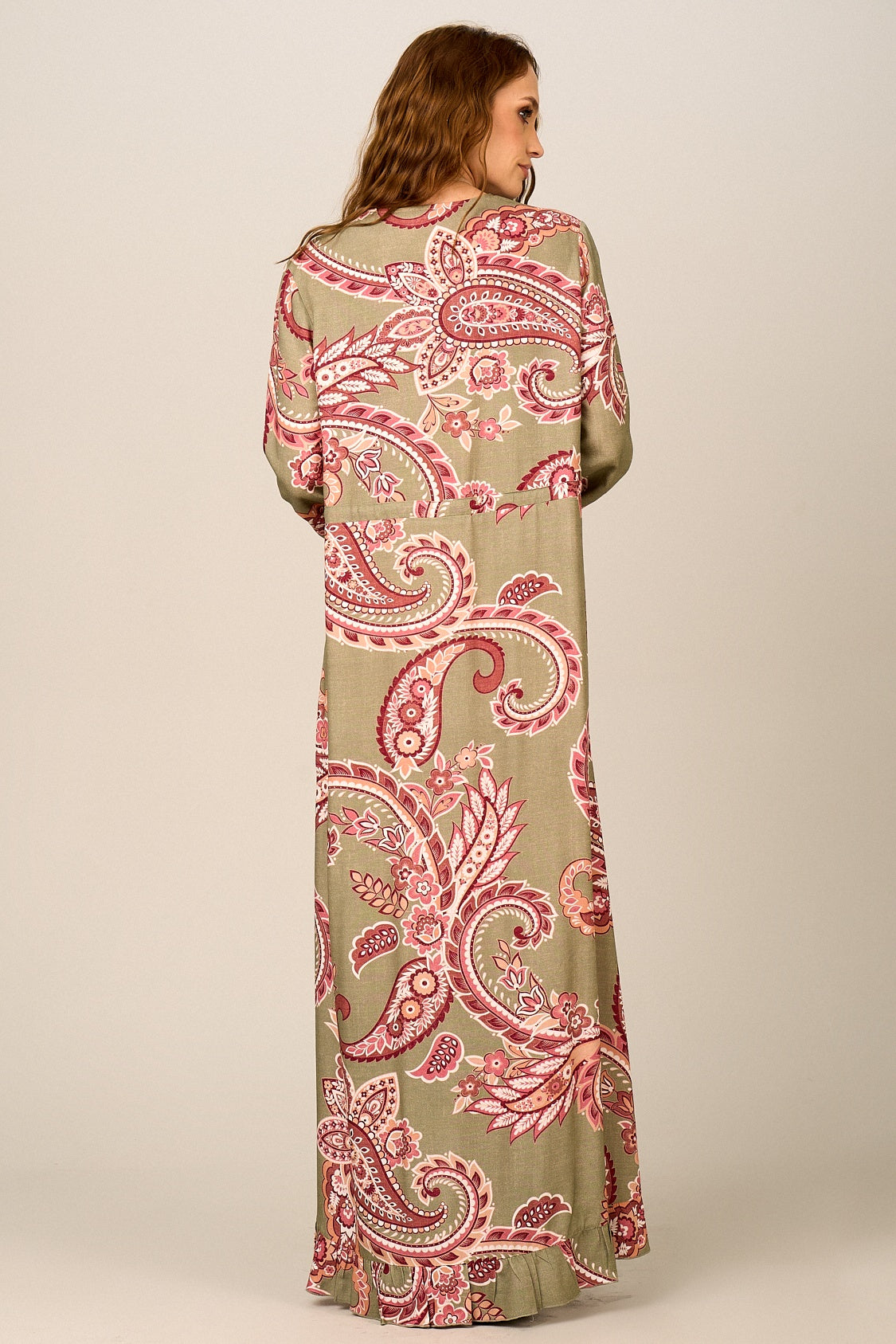 Vestido Longo Verde Estampa Paisley Yacamim D13