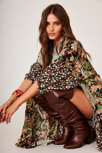 Vestido Chemise Longo Estampa Patchwork Verde Yacamim K8