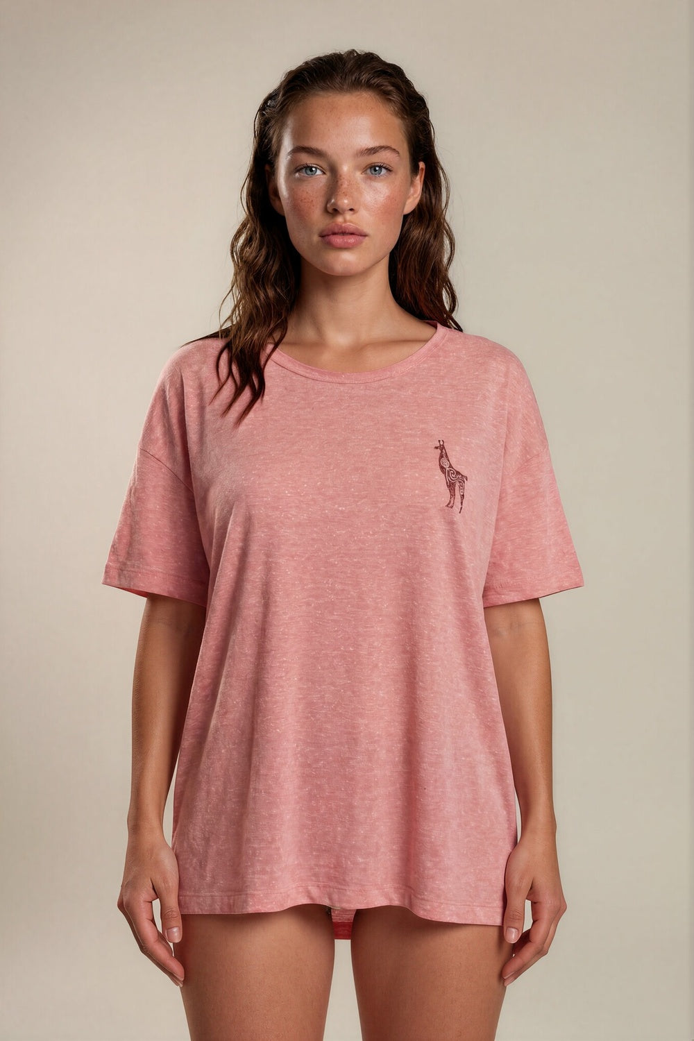 Blusa Básica Rosé Estampada Nas Costas Coleção Peru Yacamim K13