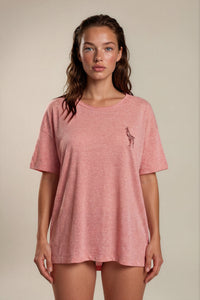 Blusa Básica Rosé Estampada Nas Costas Coleção Peru Yacamim K13