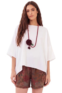 Shorts Com Flores Bordadas Marrom Paraty Yacamim R4