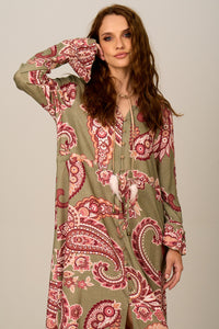 Vestido Longo Verde Estampa Paisley Yacamim D13