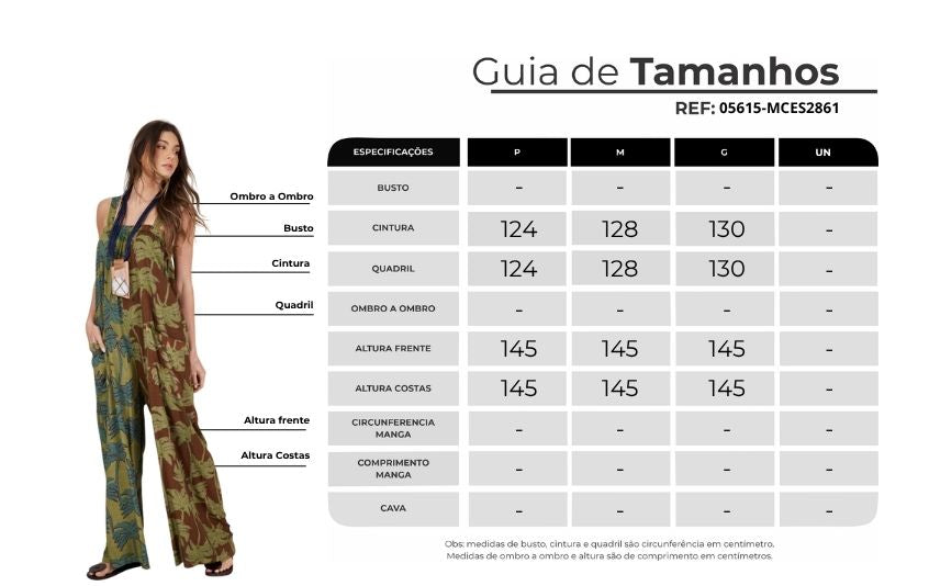 Macacão Longo Pantalona Verde Estampa Coqueiros Patchwork Yacamim O7