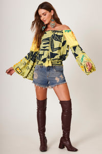 Bata Ciganinha Amarela Patchwork Yacamim B9