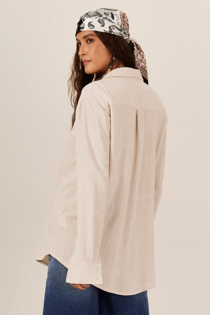 Camisa Viscolinho Bege Yacamim A1