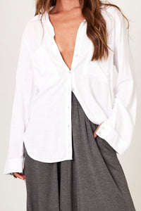 Camisa Alongada Com Barra Arredondada Branco Yacamim A6 Liso