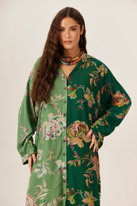 Chemise Midi Verde Patchwork Yacamim N5