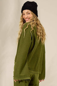 Blusa Básica De Moletom Com Mangas Longas Verde Yacamim A28