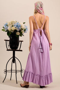 Vestido Mullet Com Alças Reguláveis E Babado Na Barra Lilás Yacamim -c27